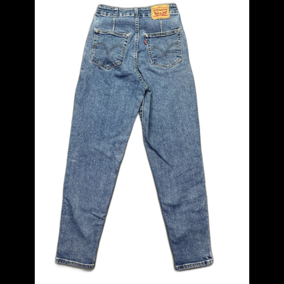 Levi’s Tag Size 26 High Waisted Taper Jeans Women's Stretch Pleats Blue - Picture 11 of 16